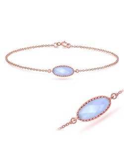 Blue Chalcedony Ellipse Shape Bracelet BRS-385-RO-GP